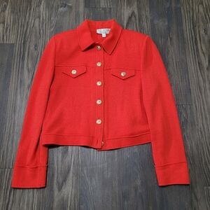 St. John Collection Santana Knit Blazer Jacket Size 10 Gold Buttons